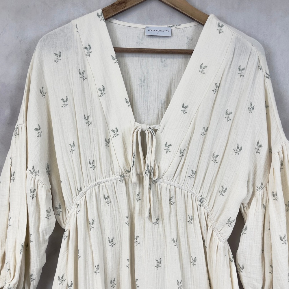 Worth Collective Womens Dress Size Large Boho Prairie Cotton Midi Cottagecore - Picture 2 of 12